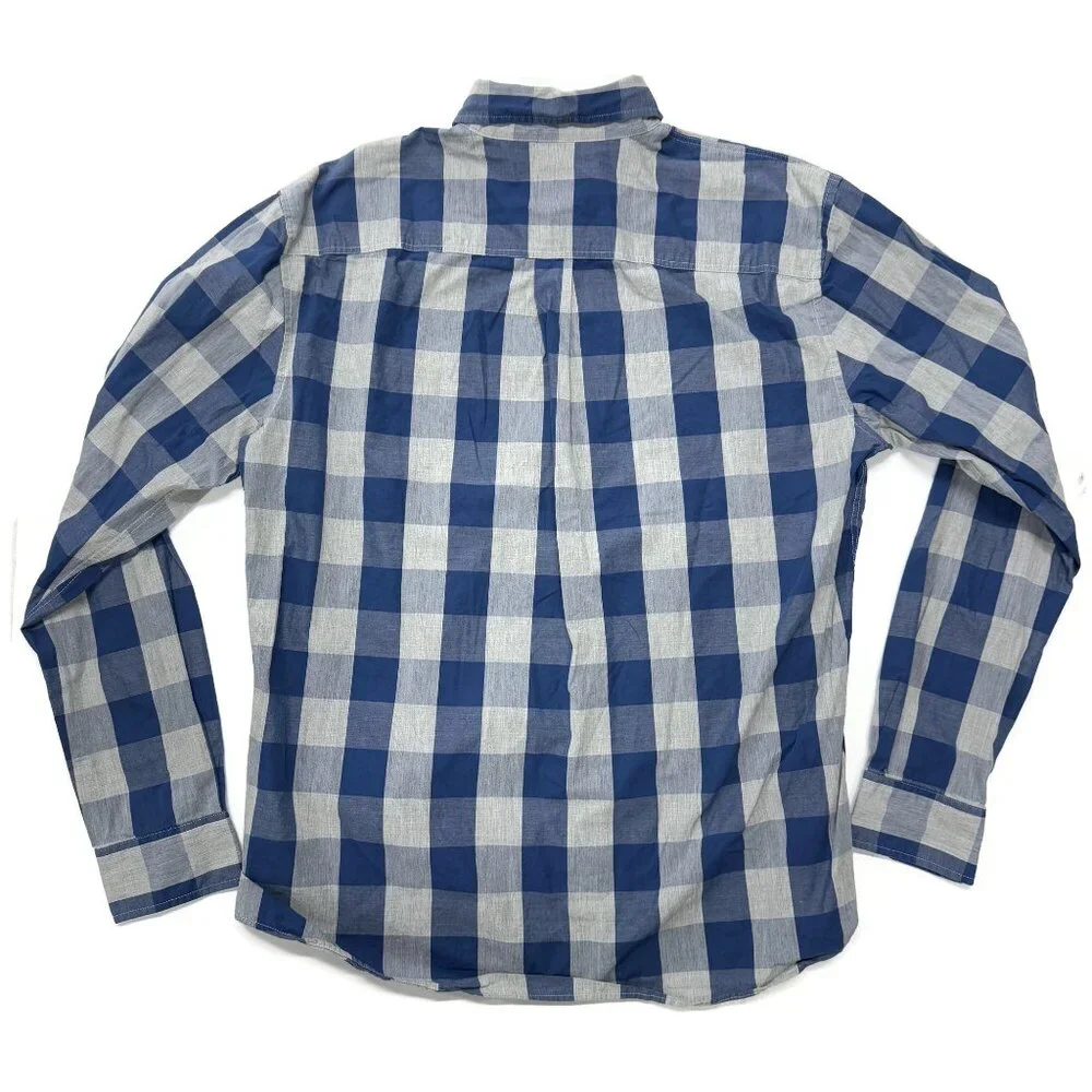 Johnnie-O Button Down‎ Shirt Mens Large Blue Gray Plaid Long Sleeve Cotton - Picture 9 of 9